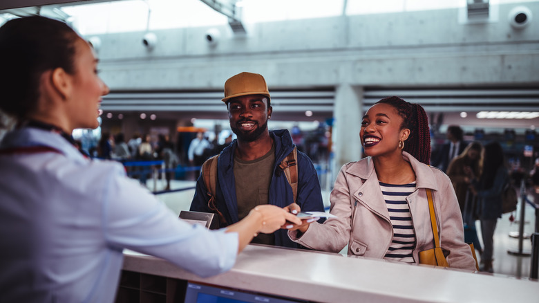 Couple at check-in counter