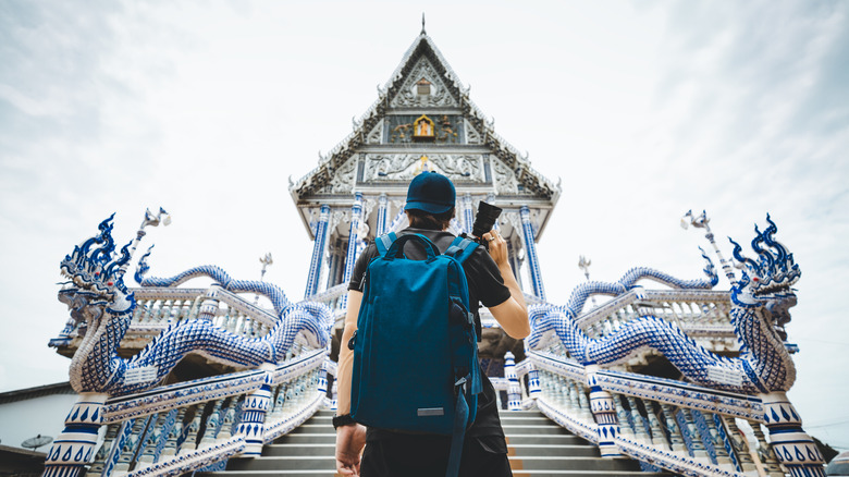 Solo traveler with camera