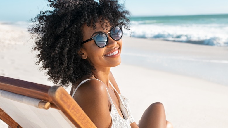 A woman at the beach