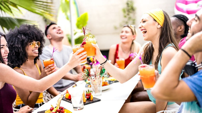 Group of people drinking together