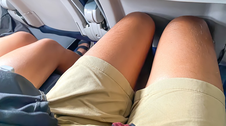 Legs cramped plane seat