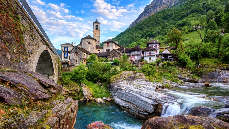 The village of Lavertezzo, Switzerland