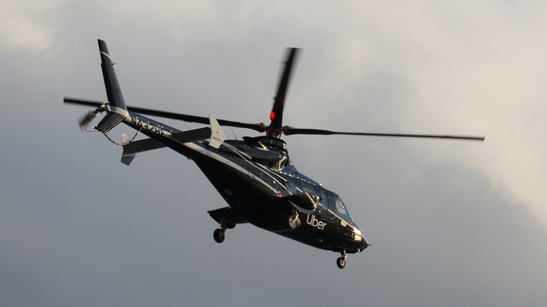 A helicopter hovers over a helipad in Ravello, Italy