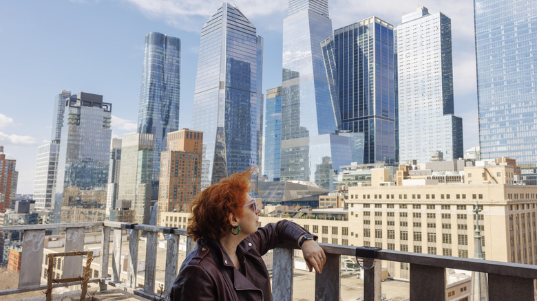 Woman looking out over New York City