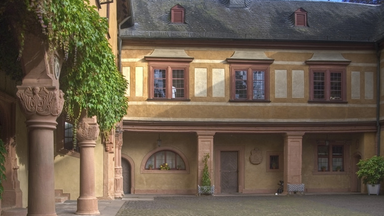 The Mespelbrunn Castle courtyard