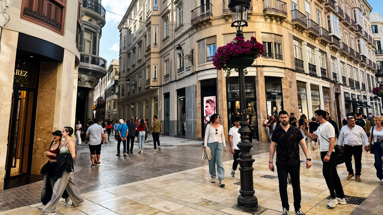 A pedestrian street in Malaga, Spain