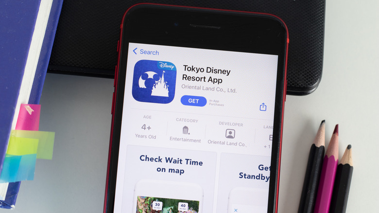 Smartphone showing Tokyo Disney Resort app