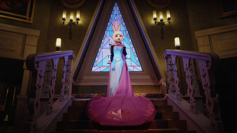 Elsa Frozen Journey stained glass staircase