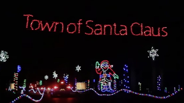 Santa Claus written in snow