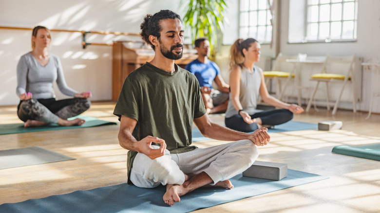 People in yoga class