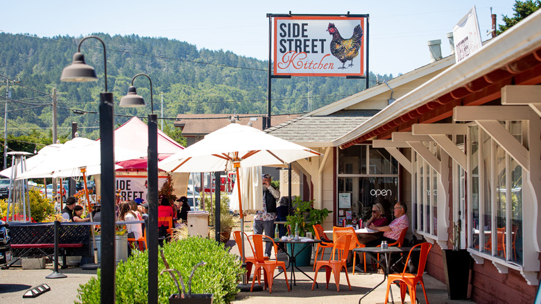 A commercial street in Point Reyes Station, California, near Tomales Bay