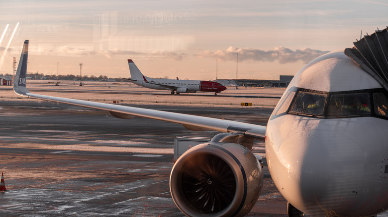 Airplanes on a runway