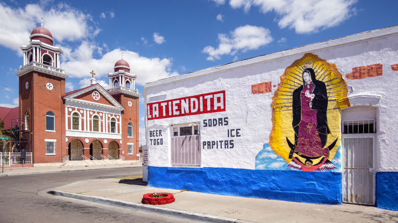 One of the Segundo Barrio murals on a wall in El Paso, Texas