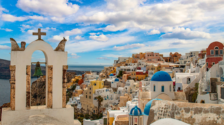 A view of the village in Santorini, Greece.