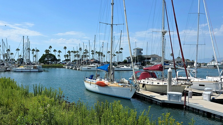 Beautiful Ventura harbor on a hot autumn day