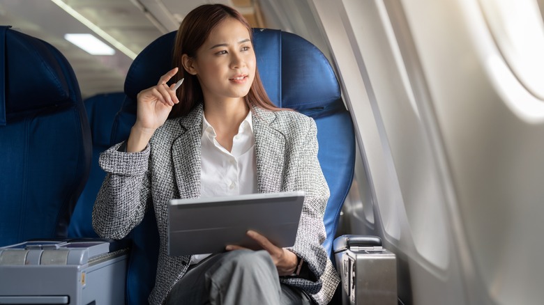 Person on airplane