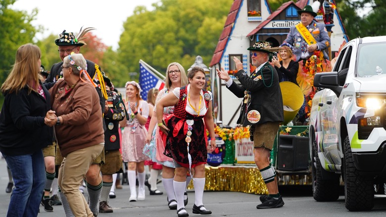 Americans celebrating with Oktoberfest parade