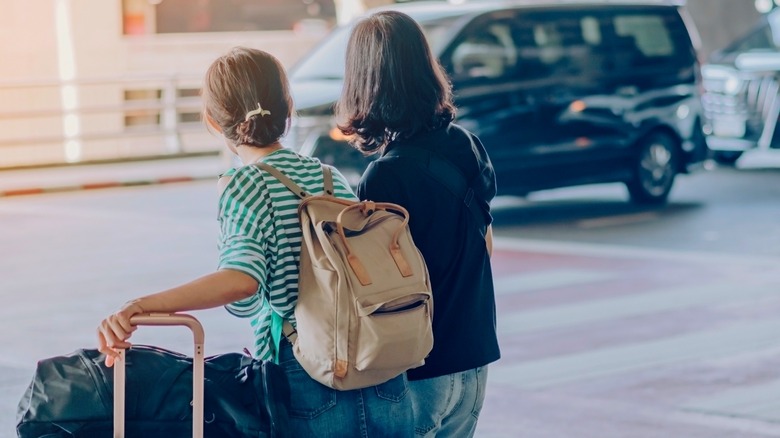 people leaving airport