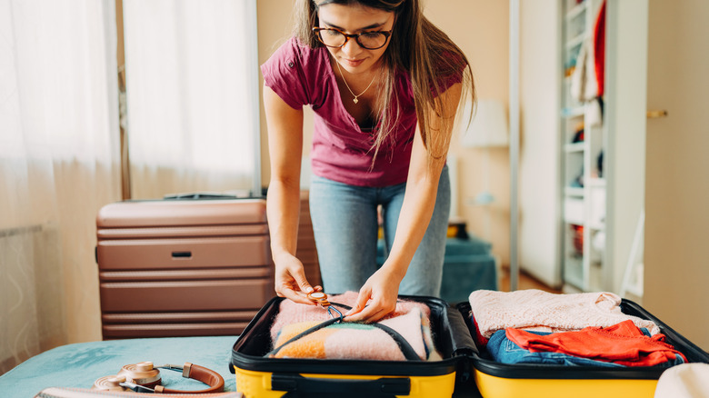 A woman packing 