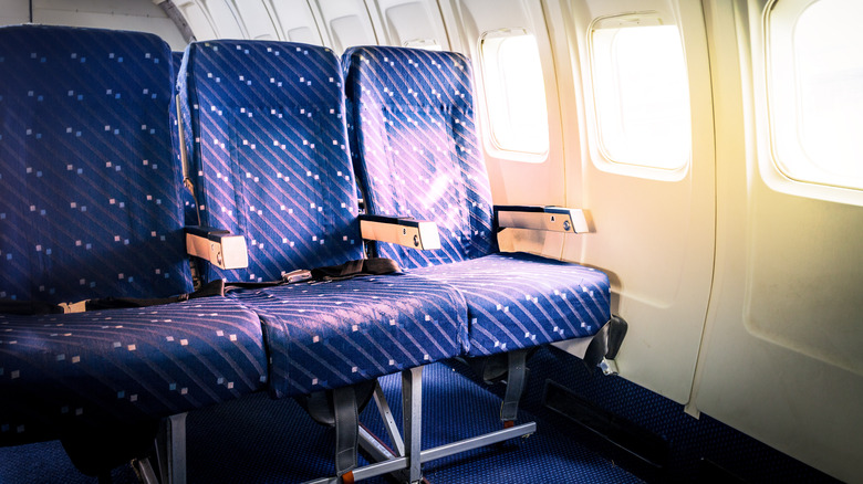 Empty row of plane seats