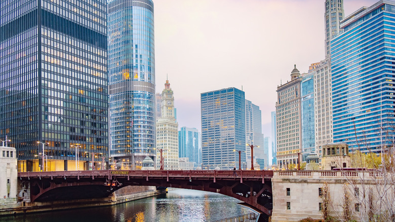 Chicago River surrounded by buildings