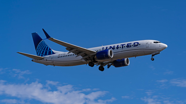 A United plane in flight