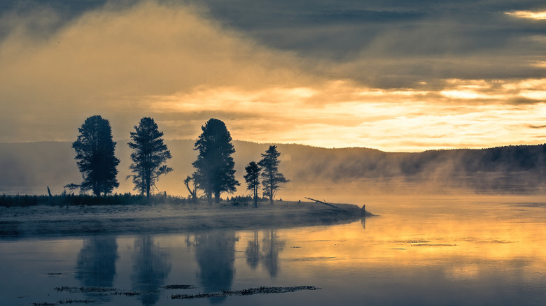 sunrise over Yellowstone Lake