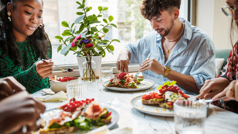group of people eating together