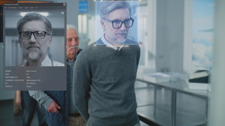 Advanced facial recognition screening at an airport.