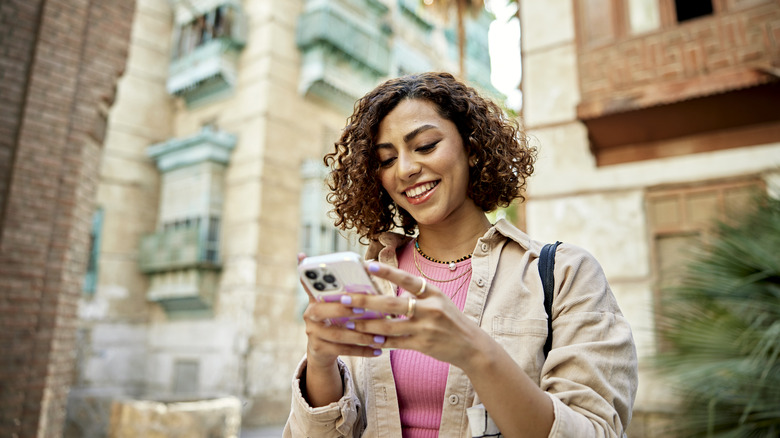 Woman looking at her phone