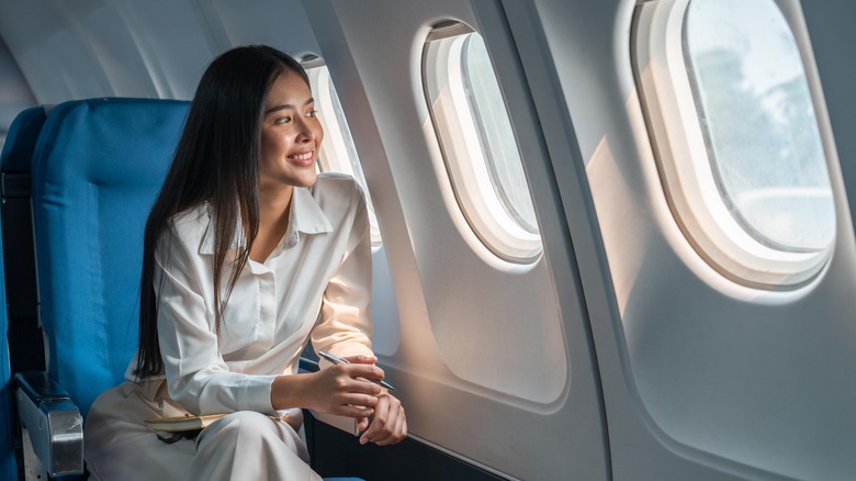 Woman on a flight