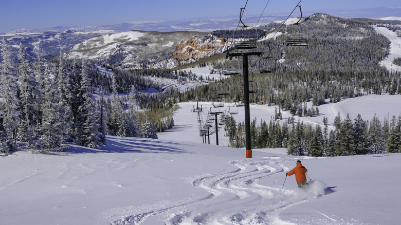 skier goes down Brian Head Resort