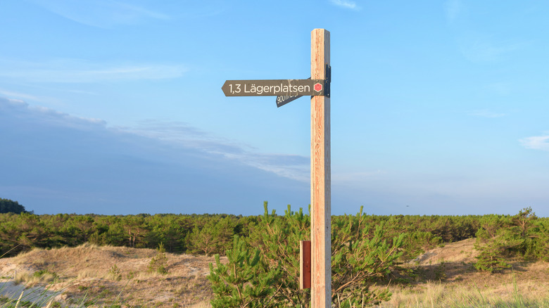 Hiking sign in Gotska Sandön, Sweden