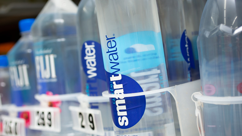Smartwater bottle on grocery store shelf