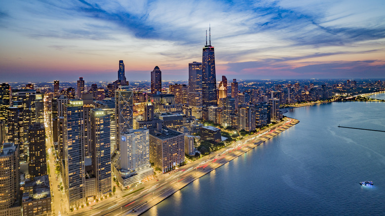 Chicago skyline at night