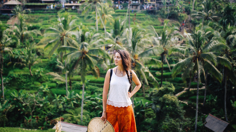 Woman at Balinese rice fields