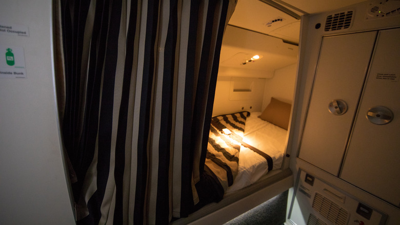 Flight attendant bedroom on plane