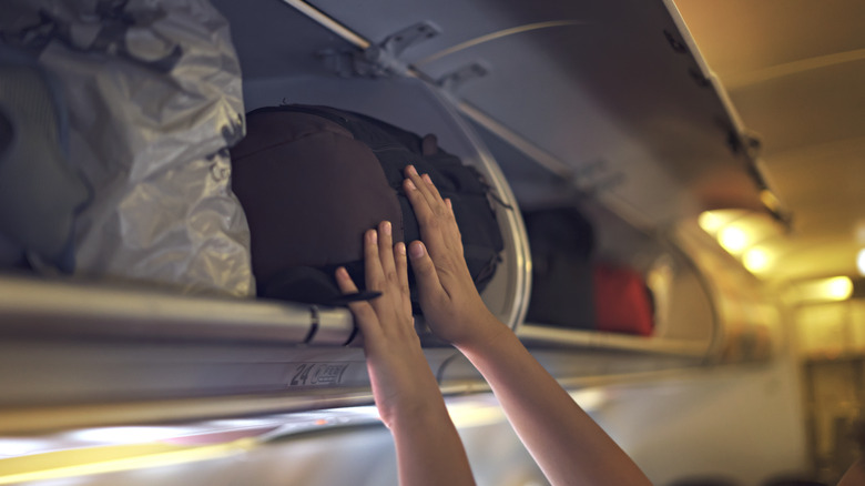 Bag placed in overhead compartment