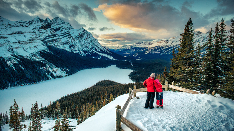 Winter tourists enjoying the view in Banff National Park