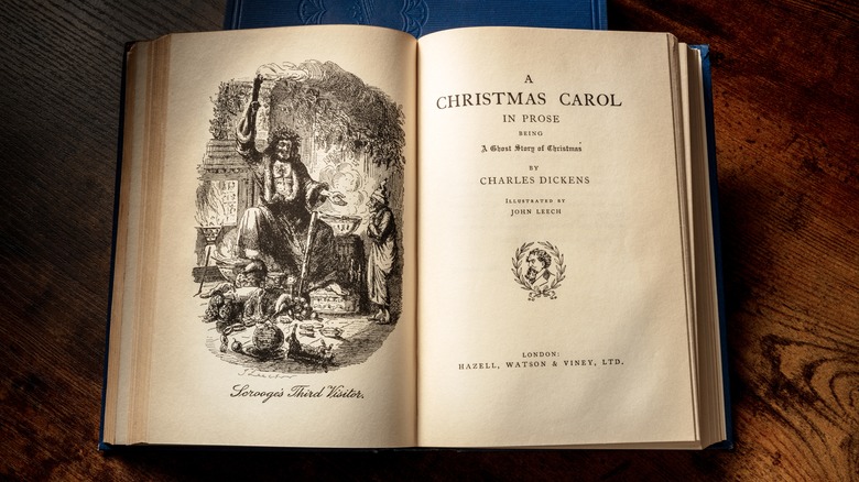 Book of A Christmas Carol on a table