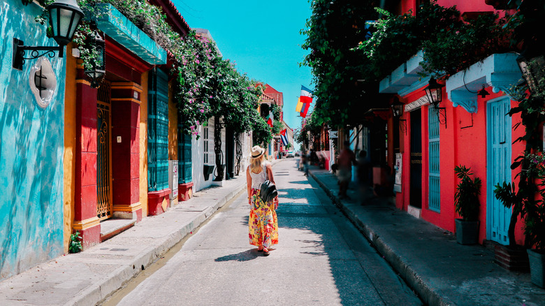 Woman on street in Colombia