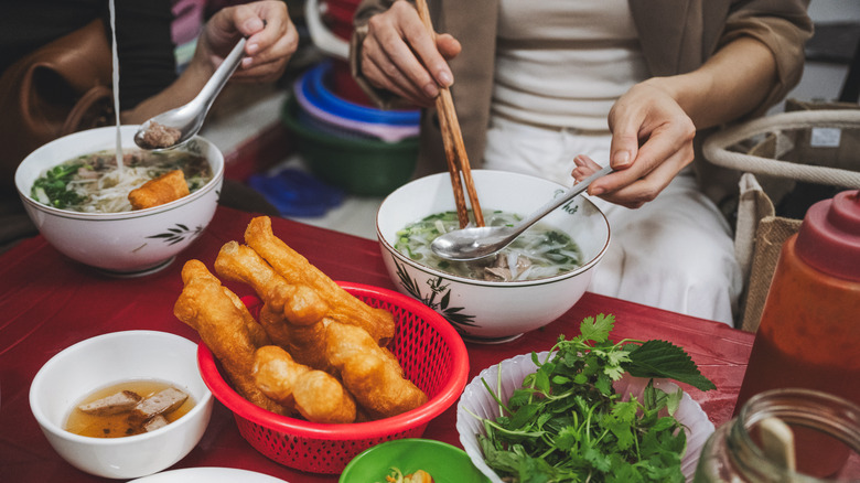Typical Vietnamese street food meal
