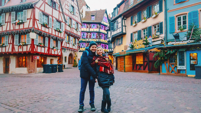 Couple in colmar in winter