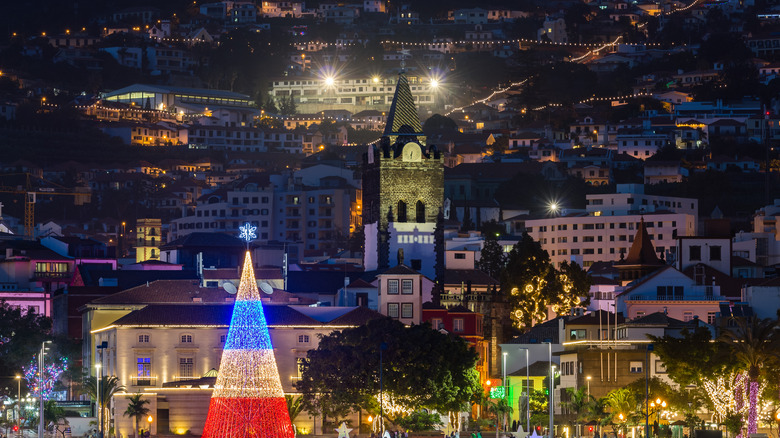 Holiday lights around Funchal