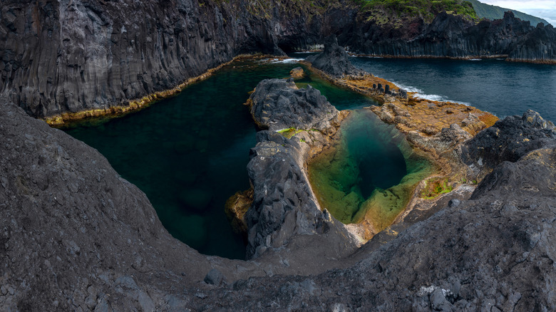 aerial view of sea and cliffs