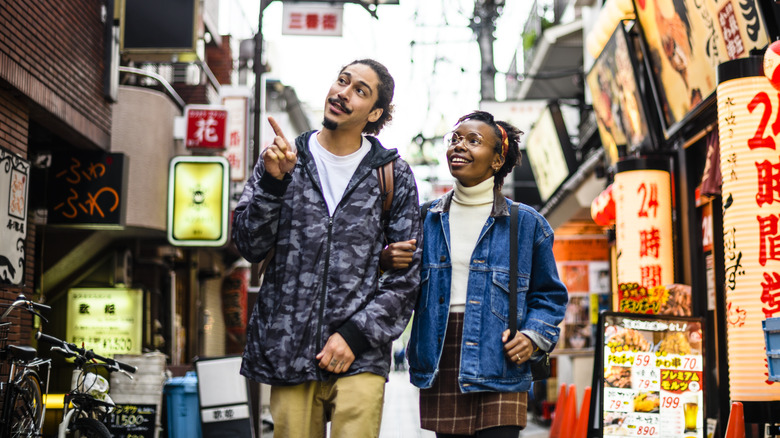 Tourists walking in Japan