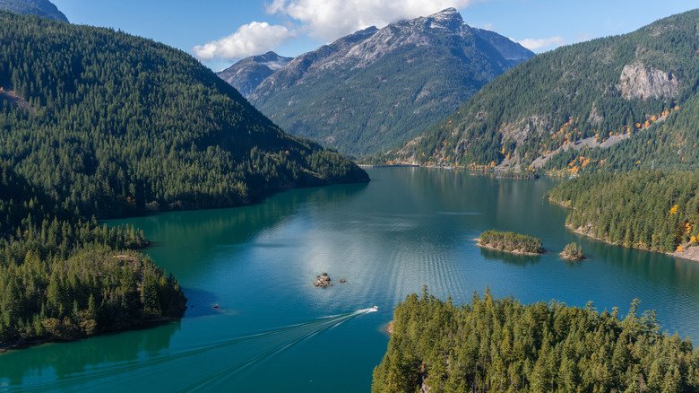 Ross Lake with mountains in the background, North Cascades, Washington