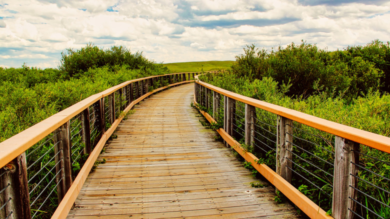 Beautiful view of crossing over bridge at Niobrara National Scenic River, Nebraska