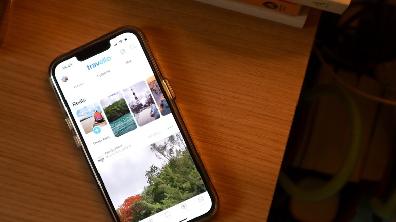 Phone screen displaying Travello app