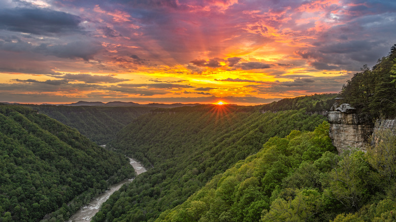 Sunset over New River Gorge National Park landscape